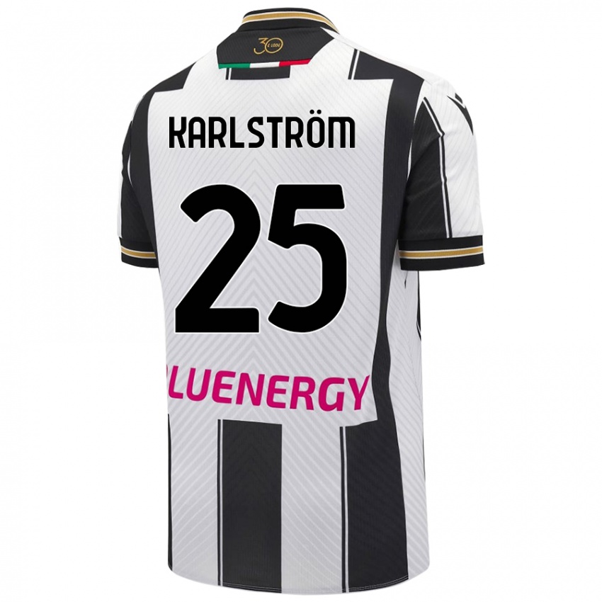 Pánské Jesper Karlström #25 Bílá Černá Domů Hráčské Dresy 2024/25 Dres