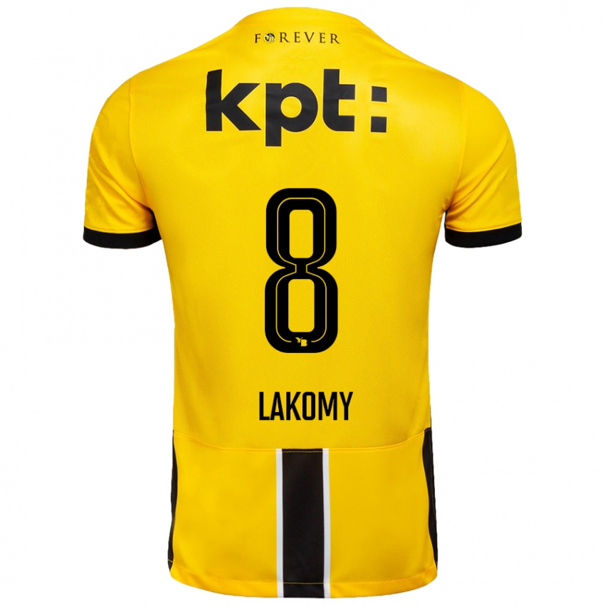 Pánské Lukasz Lakomy #8 Žlutá Černá Domů Hráčské Dresy 2024/25 Dres