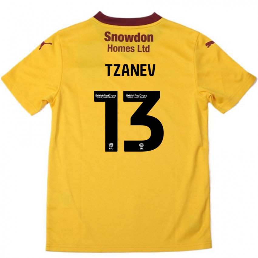 Pánské Nik Tzanev #13 Oranžová Burgundská Daleko Hráčské Dresy 2024/25 Dres