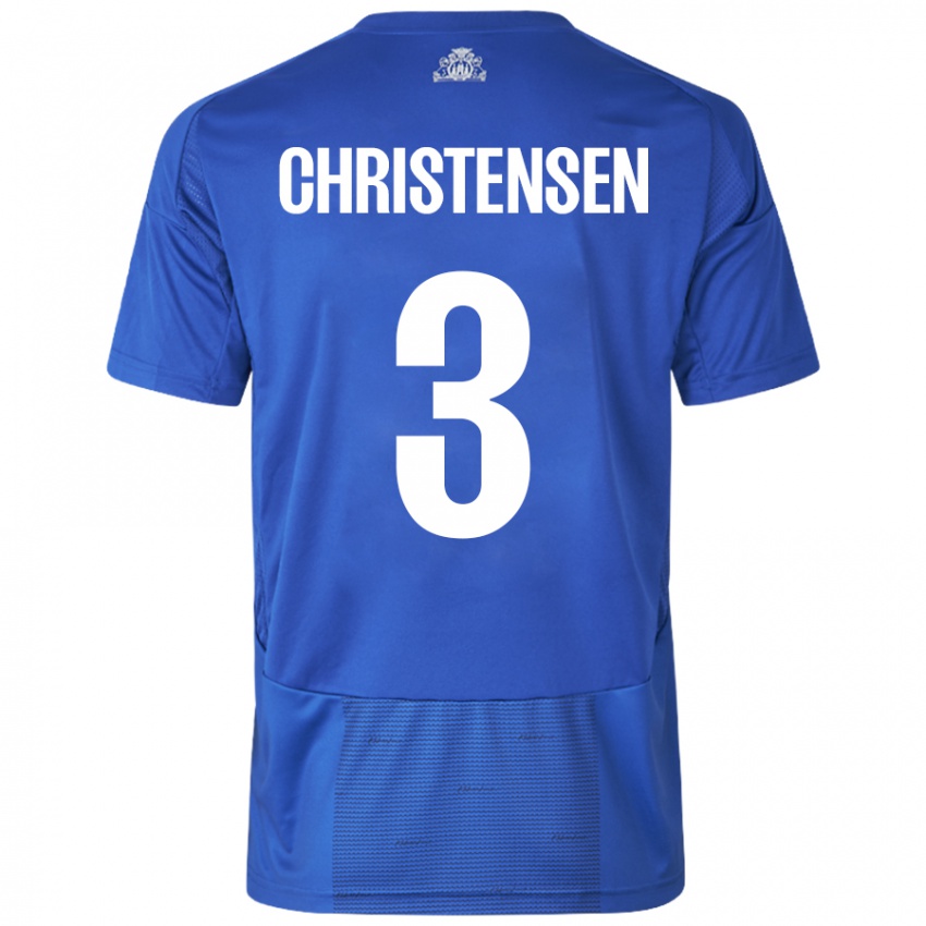 Pánské Sebastian Christensen #3 Bílá Modrá Daleko Hráčské Dresy 2024/25 Dres