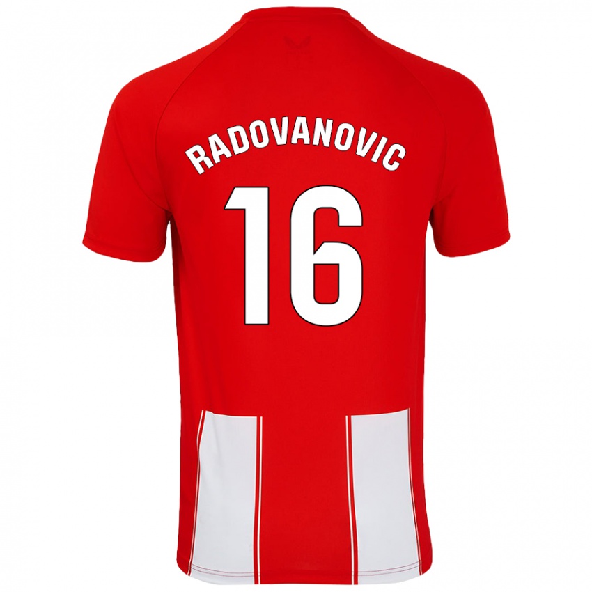 Dámské Aleksandar Radovanovic #16 Červená Bílá Domů Hráčské Dresy 2024/25 Dres