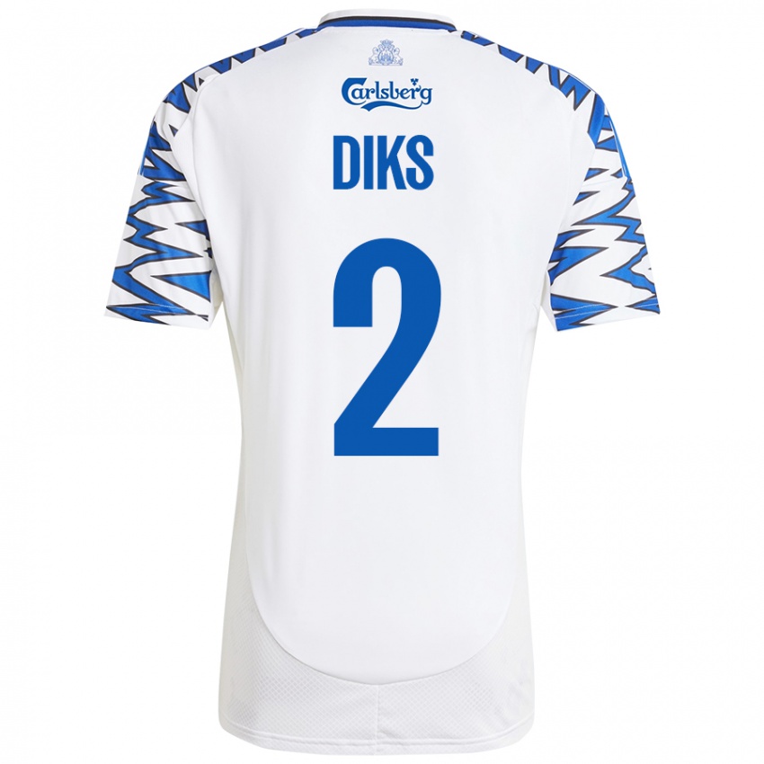 Dámské Kevin Diks #2 Bílá Nebesky Modrá Domů Hráčské Dresy 2024/25 Dres