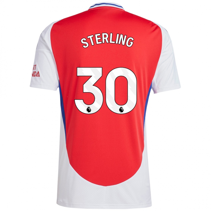 Dětské Raheem Sterling #30 Červená Bílá Domů Hráčské Dresy 2024/25 Dres