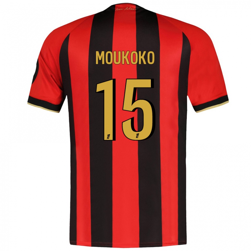 Dětské Youssoufa Moukoko #15 Červená Černá Domů Hráčské Dresy 2024/25 Dres