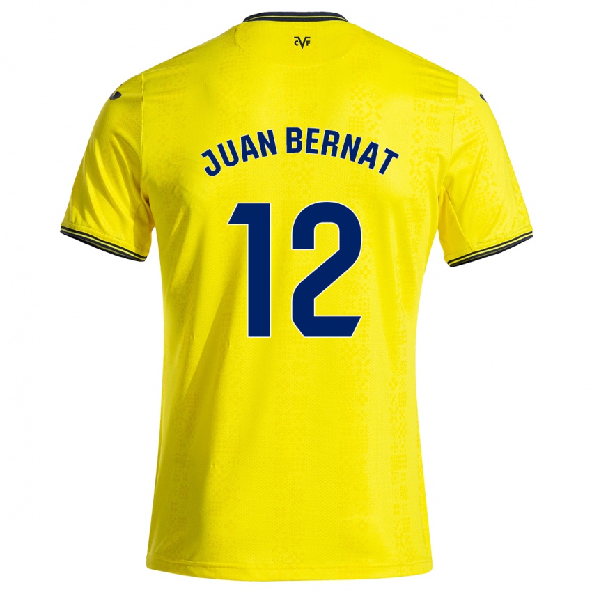 Dámské Juan Bernat #12 Žlutá Černá Domů Hráčské Dresy 2024/25 Dres