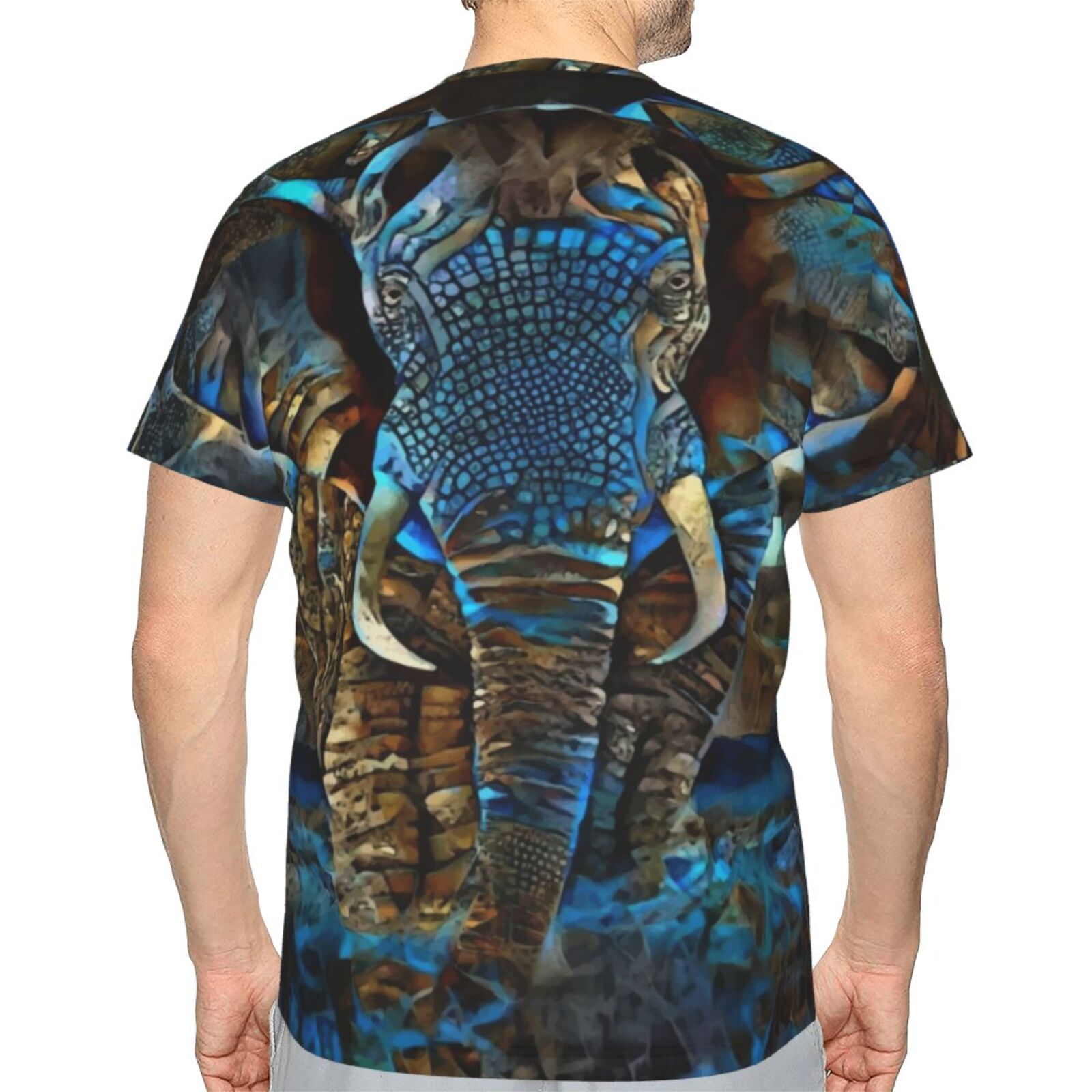 Klasické Tričko Elephant Brown Blue Mix Mediálních Prvků